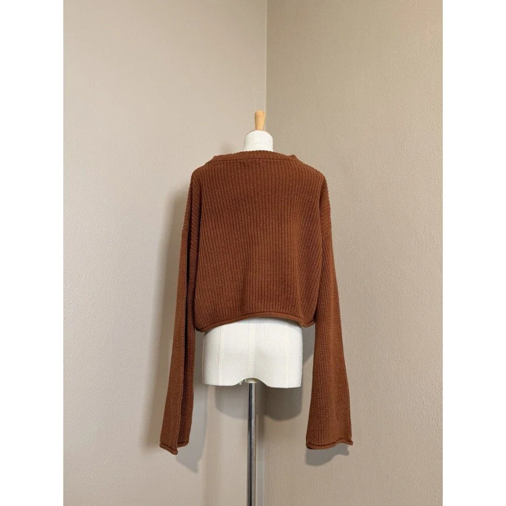 Wild Fable Brown Ribbed Knit Pullover Sweater Crew Neck Lightweight Size L - Picture 2 of 6